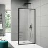 Shower Semi-Framed Glass Panel, Shower Screen, 5/16" (8mm) Tempered Glass Shower Door, Fit for Walk-in Bathroom, Matte Black 1