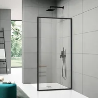 Shower Semi-Framed Glass Panel, Shower Screen, 5/16" (8mm) Tempered Glass Shower Door, Fit for Walk-in Bathroom, Matte Black 1