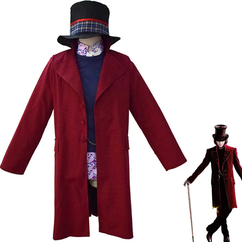 

Movie Charlie and the Chocolate Factory Willy Wonka Cosplay Costume Adult Unisex Coat Shirt Hat Suit Halloween Uniform Outfit