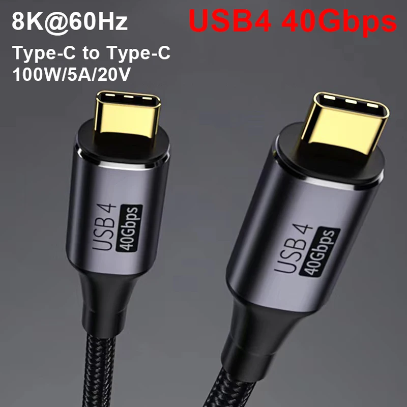 

YOCPONO USB4 Cable Type C To Type C Super Fast Charging Charger Cable Compatible With Thunderbolt-3 8K 5A 20V PD100w 40Gbps C-C
