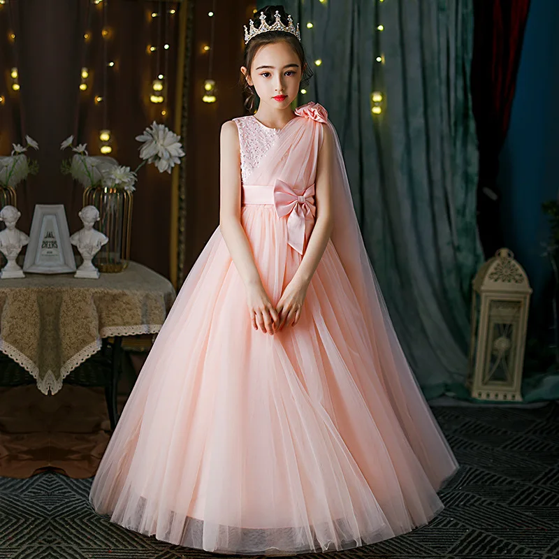 Shiny Toddler Little Big Girls Crystal Bowknot 3D Flower Girl Birthday Party Formal Evening Dance Party Gown 1032 6