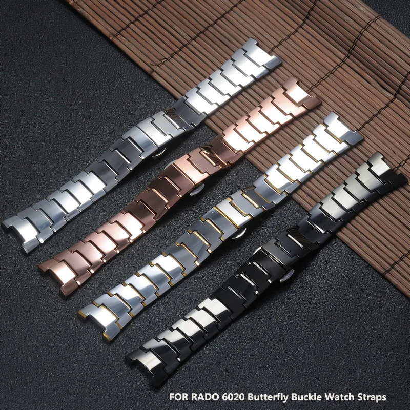 

Watch Band Tungsten Steel Watch Bracelet FOR RADO 6020 Butterfly Buckle Watch Straps Bolton Notch 11mm*22mm 7mm*15mm Chain