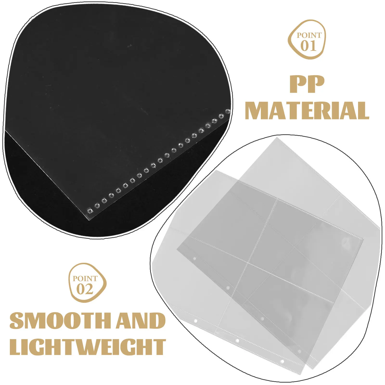 30Pcs 트레이딩 카드용 투명 PP 카드 바인더 페이지 사진 북마크 학생 조직 대용량 투명 저장 장치