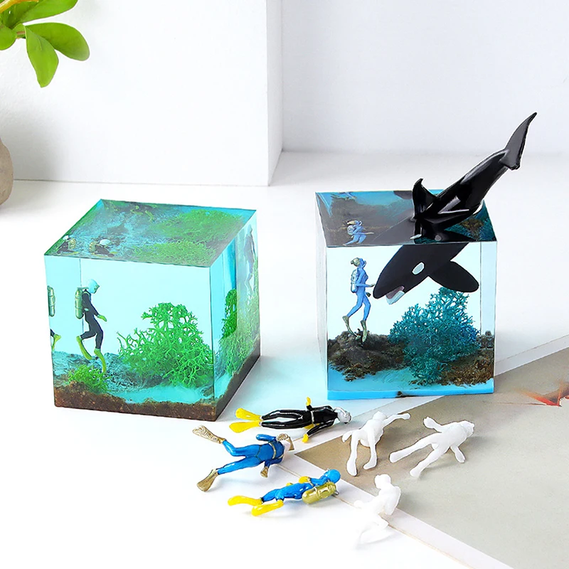 

1pc Unpainted Miniatures Ocean Diving Diver Action Figures Model Underwater Dive Decoration Accessories Figurine Toys Fish Tank