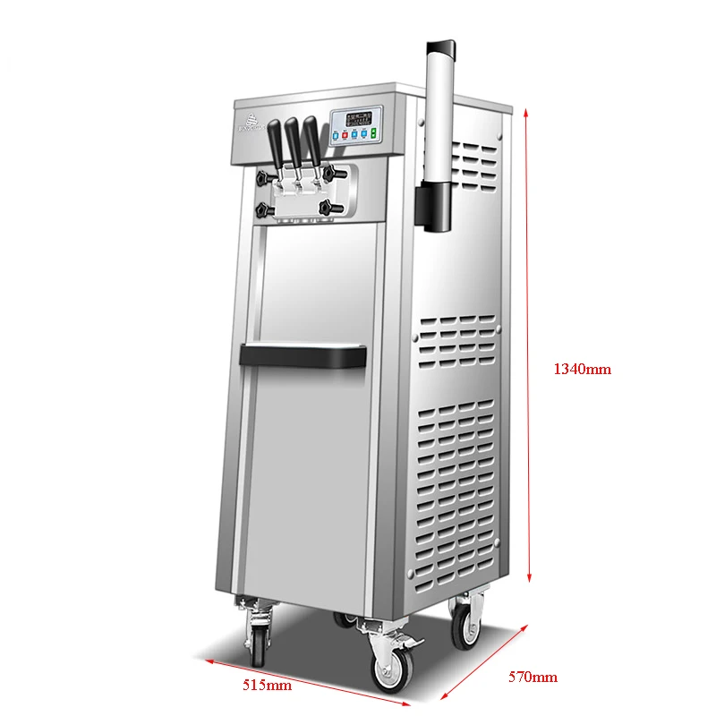 Commercial Ice Cream Machine 3 Heads Desktop Soft Ice Cream Maker 22~25 Liters/h for Amusement Parks Snack Shops School Stores