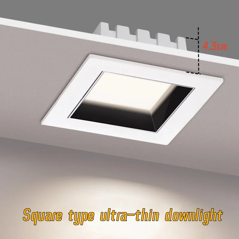 Recessed LED Square type ultra-thin downlight 9W 12W 15W 18W 24W 1-2head 36W Dimmable SMD Ceiling lamp AC85-265V Home business
