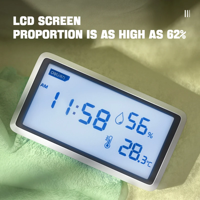 Electronic Thermometer Hygrometer LCD Digital Clock Wall-Mounted High Precision Indoor Home Use
