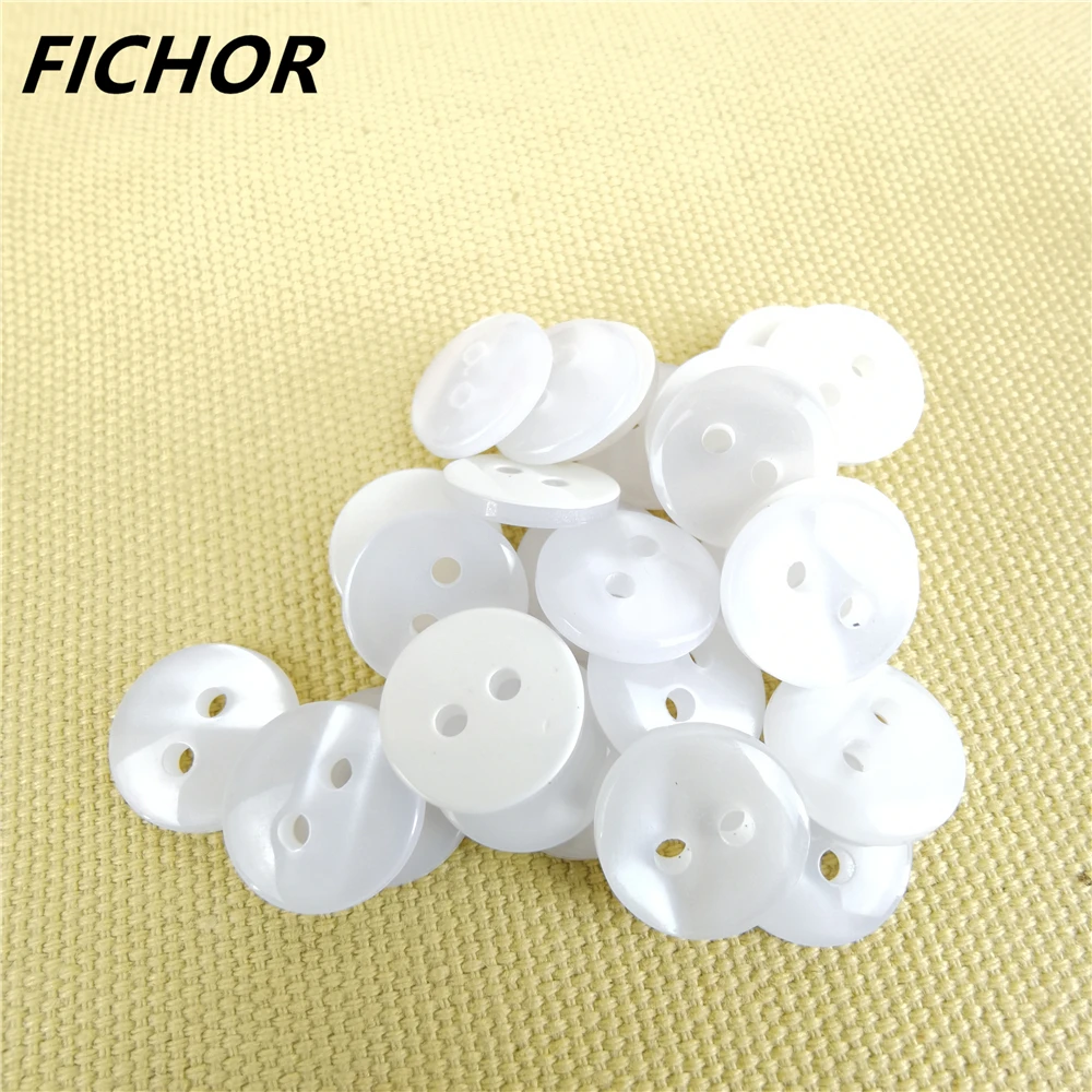 30 pcs 11mm 2 Hole White Resin Sewing Buttons Cute solid Color Round Shape Button For Baby Kids Clothes DIY Accessories 6