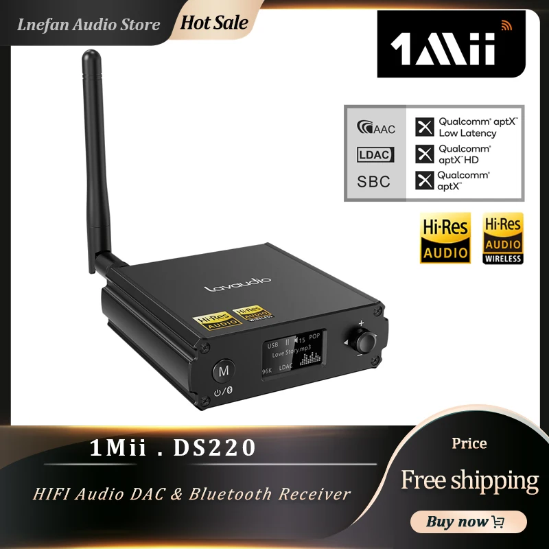 

Bluetooth-приемник 1Mii DS220, Hi-Fi аудио декодер Aptx HD LDAC, Bluetooth-адаптер для дома, стереоцап, усилитель, активный динамик
