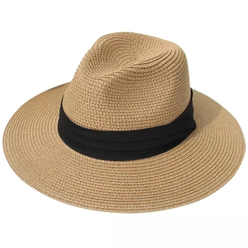 1 Stück Sonnenhüte für Damen, breite Krempe, aufrollbarer Strand-Ponytail-Panama-Hut, verpackbar, faltbar, Reise-Strohvisier für Outdoor-Reisen – Detail 11