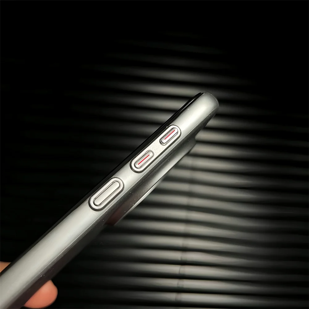 Luxury Matte Metallic Bumper Phone Case with Frosted Stripes Pattern