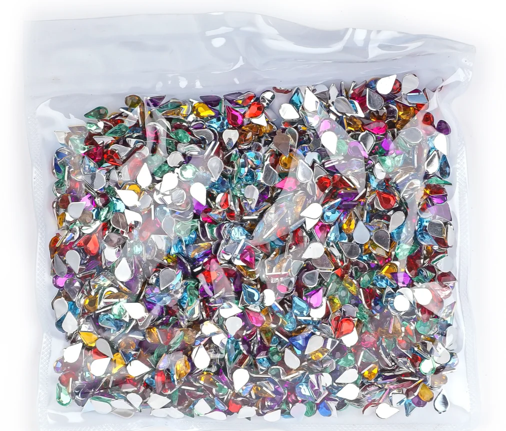 

Crystal AB Mix Colors Flat Back Tear Drop Acrylic Rhinestones Beads/ Stones ,3D Acrylic Nail Art / Garment Decoration