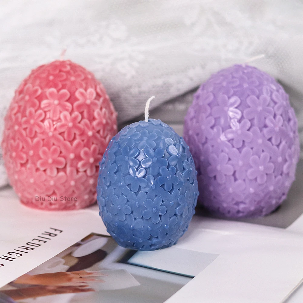 Carving Flower Egg Candle Silicone Mold DIY Catharanthus Ball Making Kit