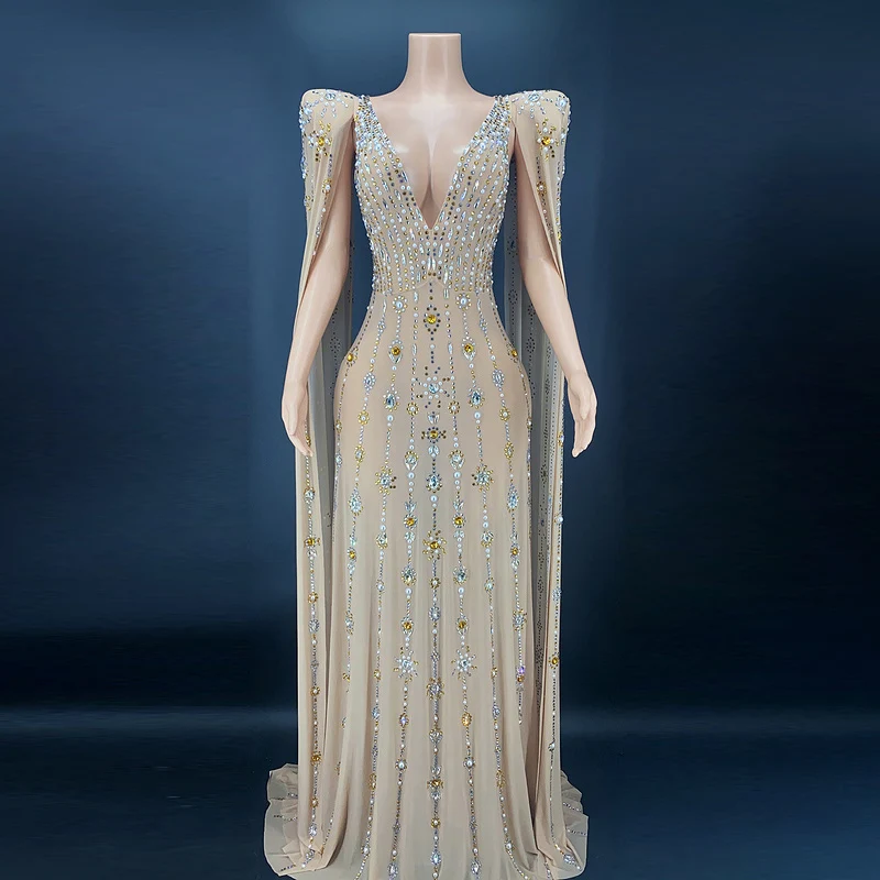 

Robe De Soiree For Woman Advanced Custom Shiny Crystal Beaded Cocktail Dress Award Ceremony Dress Sequin Evening Dress
