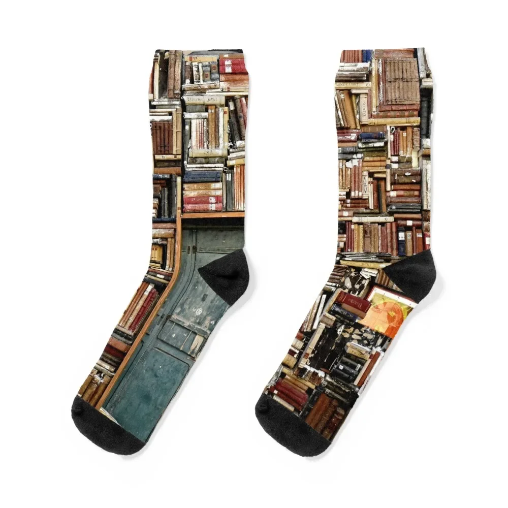 

Bookshelf Books Library Bookworm Reading Socks new year essential Men Socks Luxury Brand Women's