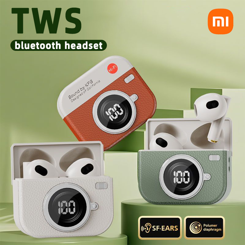 TWS Wireless Retro Earphone Sound By KFG ENC DT3 360°ACS 5.4 Bluetooth With Touch Control LED Power Display Sports Headset Gift