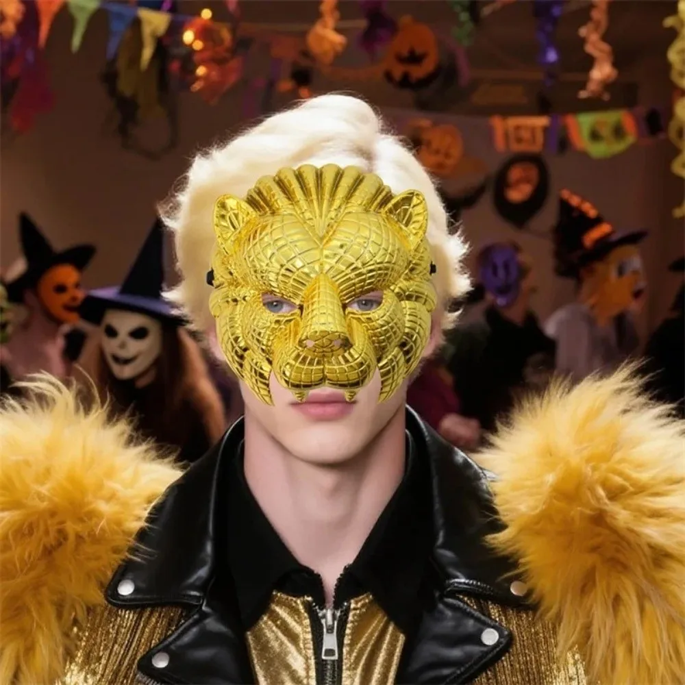 Tier Leopard Gesichtsbedeckung Goldene Kunststoff Party Ball Maske verstellbar mit Gummibändern Kostüm Cosplay Maske Maskerade Requisiten – Detail 9