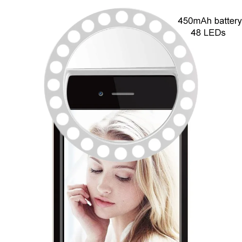 

48 LED Lamps LED Selfie Ring Light For iPhone Andriod Universal Cellphone Vlog Live USB Charge Enhancing Fill Lights