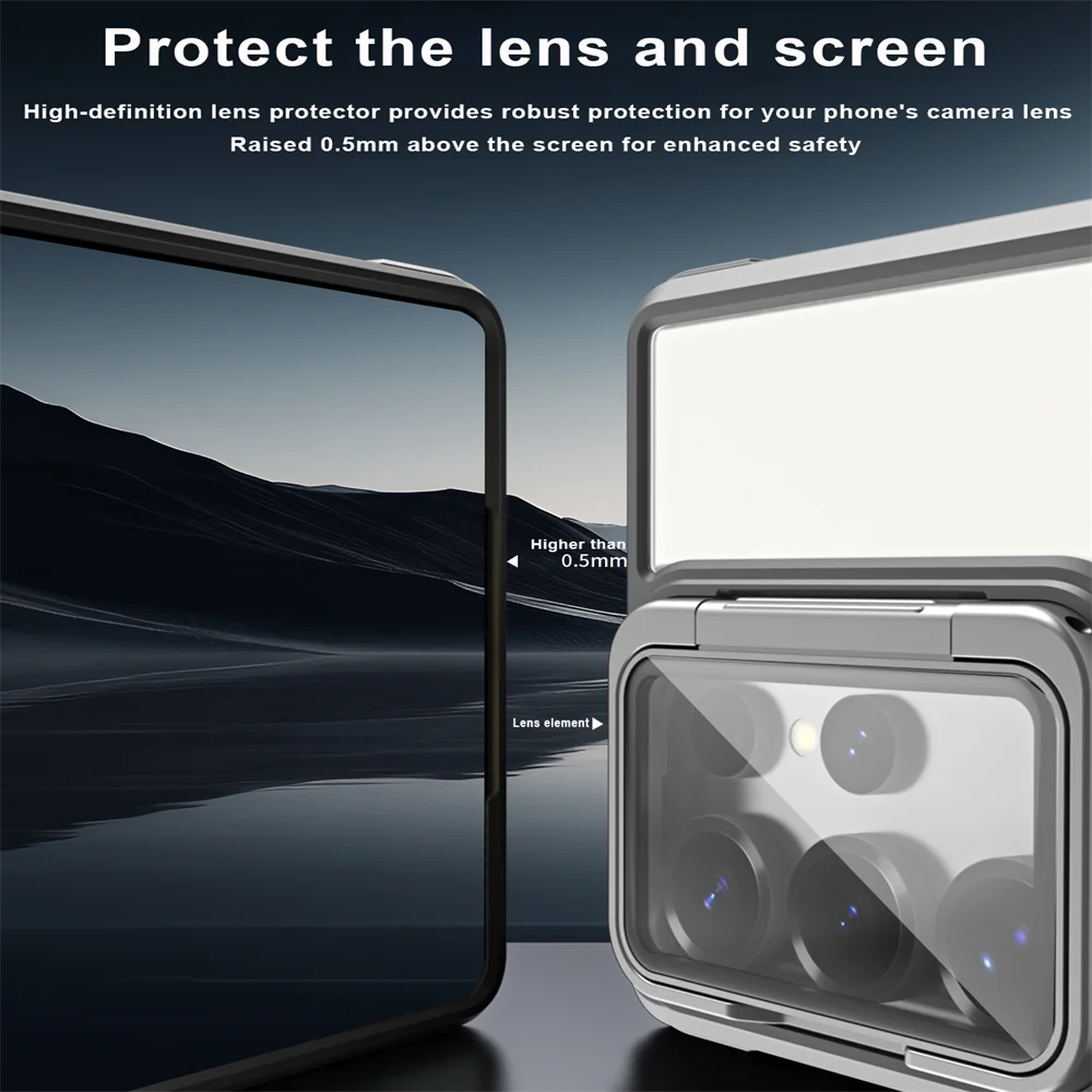 Magnetic Matte Foldable Case with Glass Lens Stand and Wireless Charging Compatibility