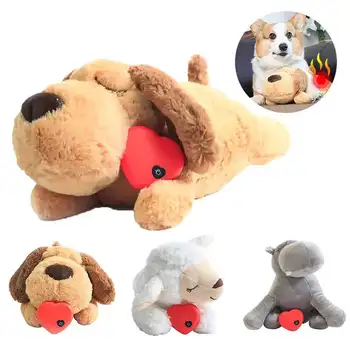 【Alívio dell'ansia calmante】 Peluche per cani con simulatore di battito cardiaco Caldo cucciolo di sonno Compagno di sollievo dallo stress Giocattolo coccoloso per ansioso