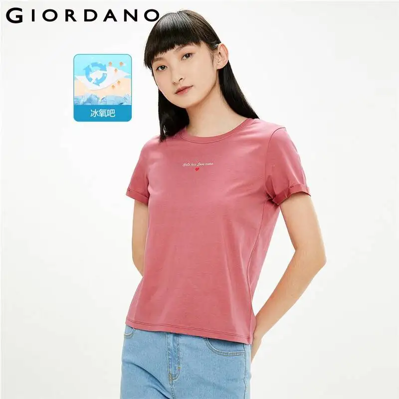 

Giordano Women Tshirts High-tech Cool Printed Crewneck Tee Shirts Short Sleeves Printed Graphic T-shirts Female 05321391