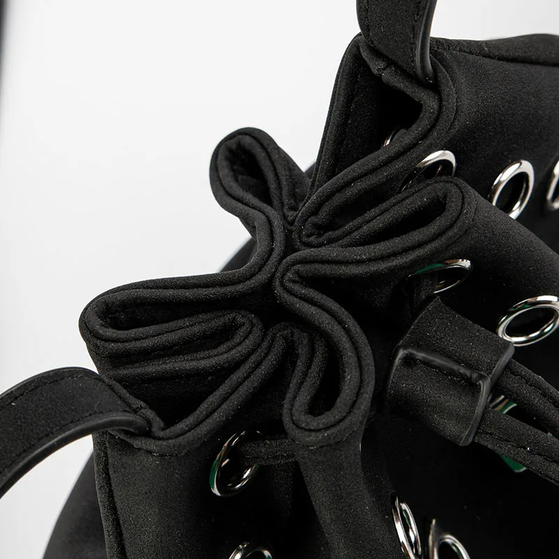 Ladies Drawstring Rivet Bag Casual And Fashion Large Capacity Bucket Bag Hollowed  Shoulder Bag Cool Girl Crossbody Bag