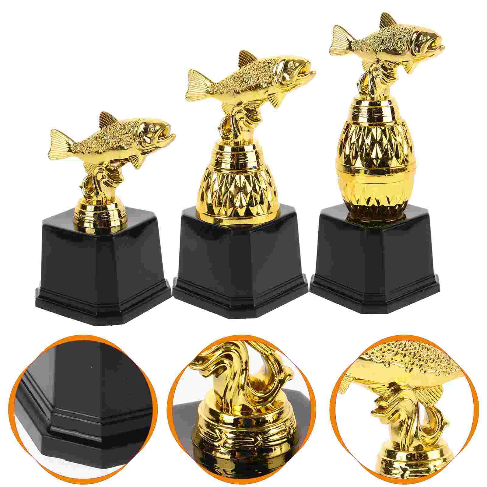 3 Pcs Miniature Trophy Child Trophies Fishing Winner Awards Plastic Decor for School