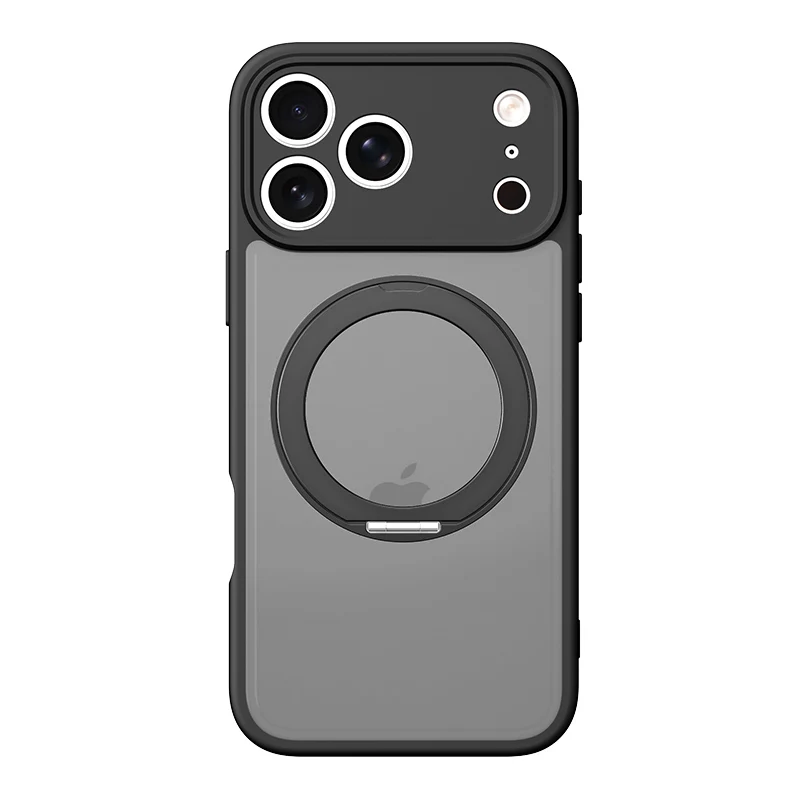 360° Rotating Magnetic Stand Case with Stress Relief Ring and Full Lens Cover