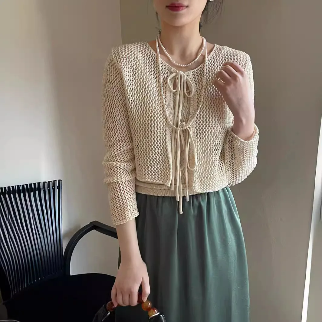 Autumn Women Knitted Lace Sweaters Long Sleeve Slim Tops