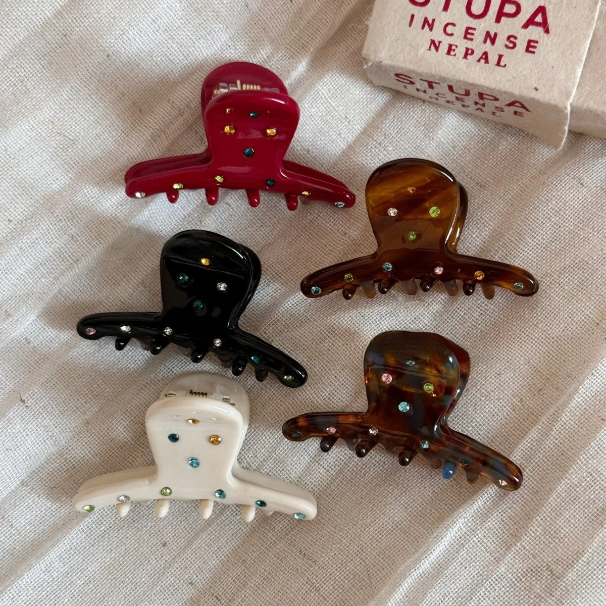컬러풀 다이아몬드 아세트산 헤어 클로우, 달콤하고 우아한 앞머리 사이드 클립, 작은 집게핀, 여성 및 소녀용 반묶음 헤어 클로우 액세서리