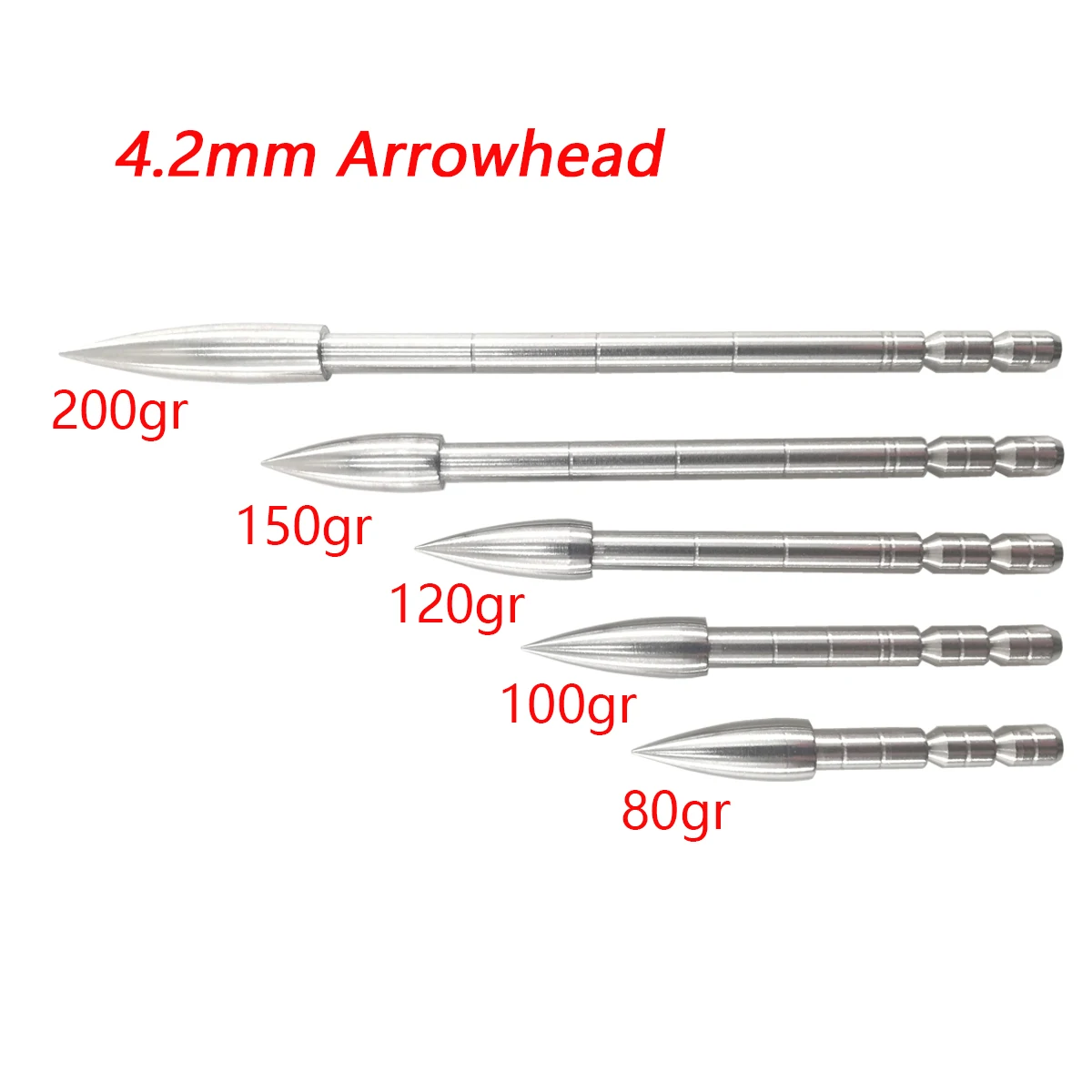 ID4.2mm ArrowHead 80 100 120 150 200 Grain High Quality Stainless Steel ArrowPoint Tip DIY Arrow Shaft Archery Accessories Archery Arrowhead 12pcs