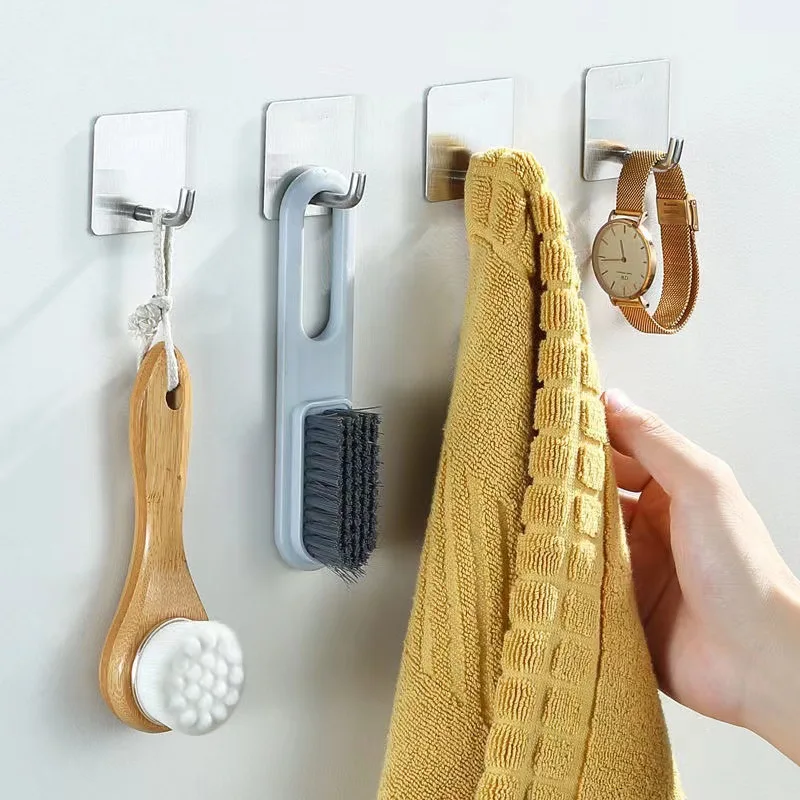3pcs Stainless Steel Wall Hooks Self Adhesive Hooks For Hanging Wall Key  Holder Wall Hanger Towel Holder Coat Hook Bag Hanger - AliExpress