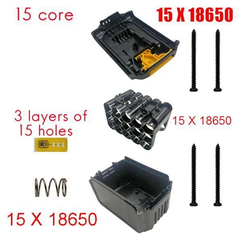 3X DCB200 15X18650 Li-Ion Battery Plastic Case Housing for Dewalt 18V 20V DCB203 DCB204,lithium battery,battery pack,battery accessories