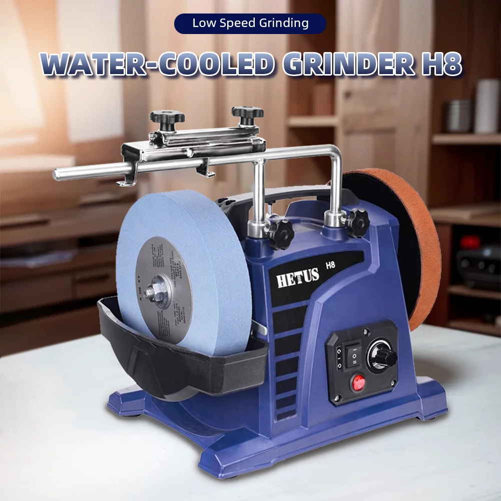 Electric Water Grinder 220V Benchtop Wheel Polisher Low-Speed Water-Cooled Knife Sharpener Household Knife Sharpening Stone