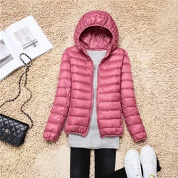 Women's Ultra Lightweight Packable Hooded Puffer Jacket - 15 Vibrant Colors, Plus Sizes Available - M (Leather pink)