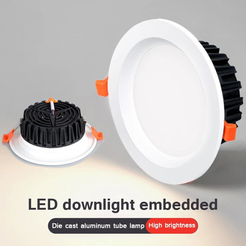 Dimmable LED Downlight Anti-Glare 7/10/12/15W Led Recessed Ceiling Spot Lamp Lighting Bedroom Kitchen Embedded Lamp AC85-265V