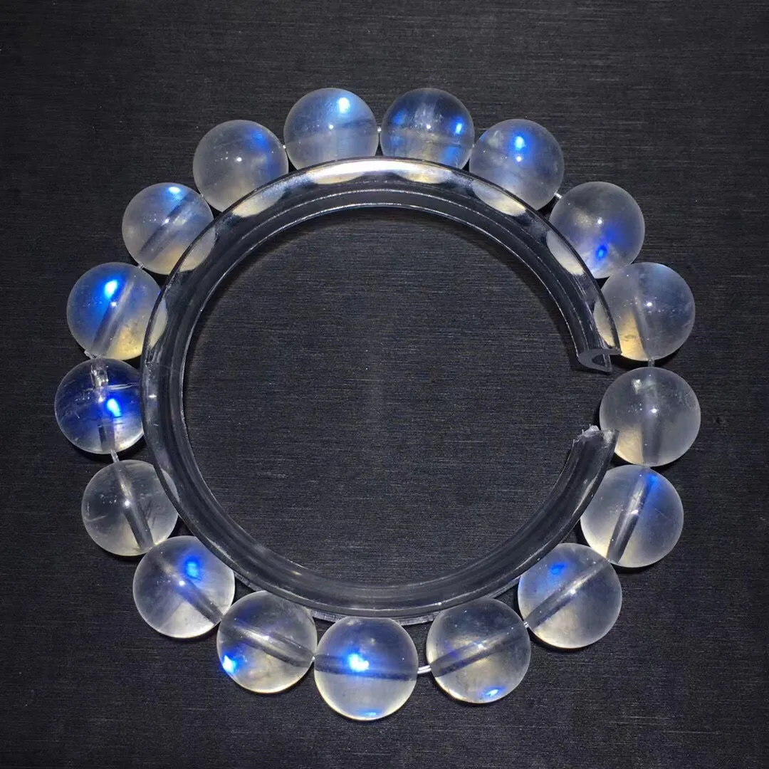 

11mm Natural Blue Light Moonstone Bracelet For Women Lady Man Healing Wealth Gift Beads Rare Crystal Stone Strands Jewelry AAAAA