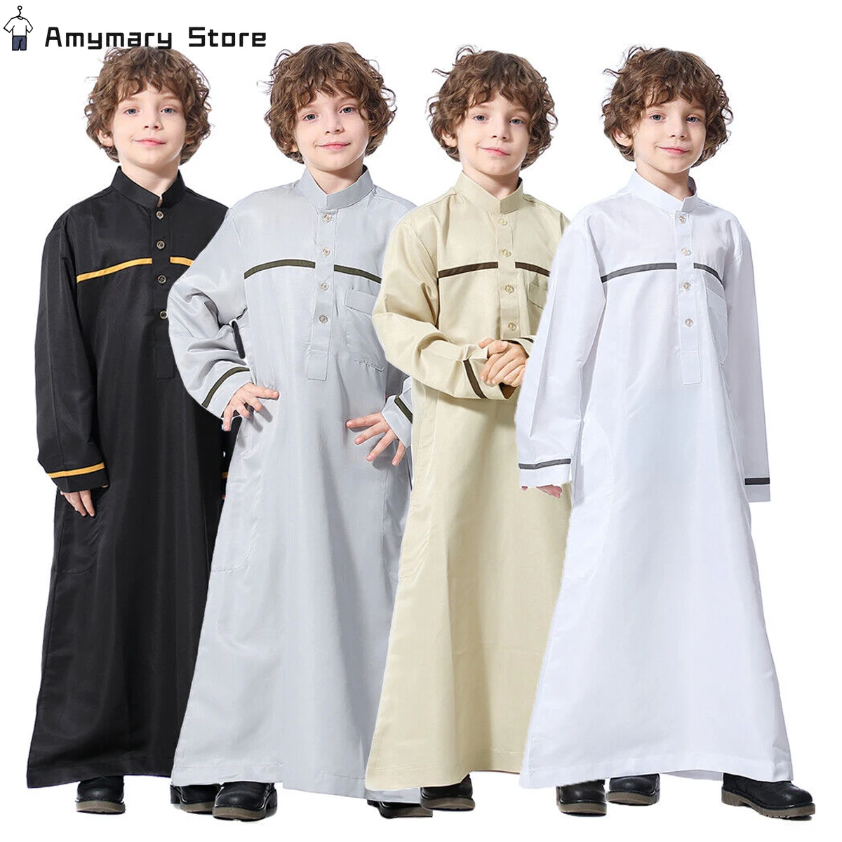 

Boys Kids Islamic Muslim Jubba Kaftan Robe Arab Abaya Dishdasha Thobe Long Dress Middle East Arab Clothing Child Kaftan Caftan