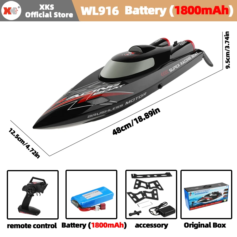 Wltoys-قارب كهربائي بجهاز تحكم عن بعد ، محرك بدون...