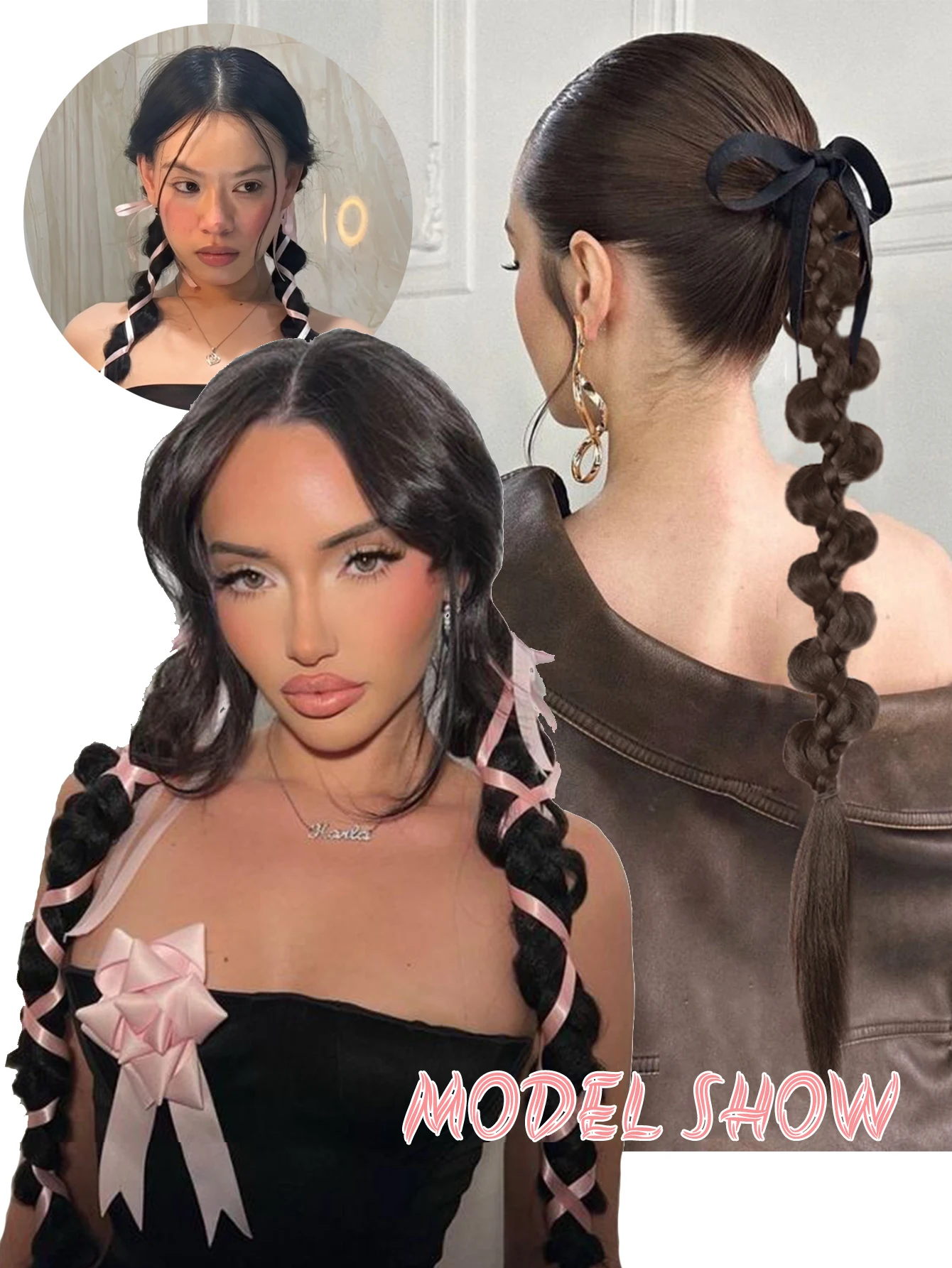 Synthetic Braided Ponytail Hair Extensions for Women