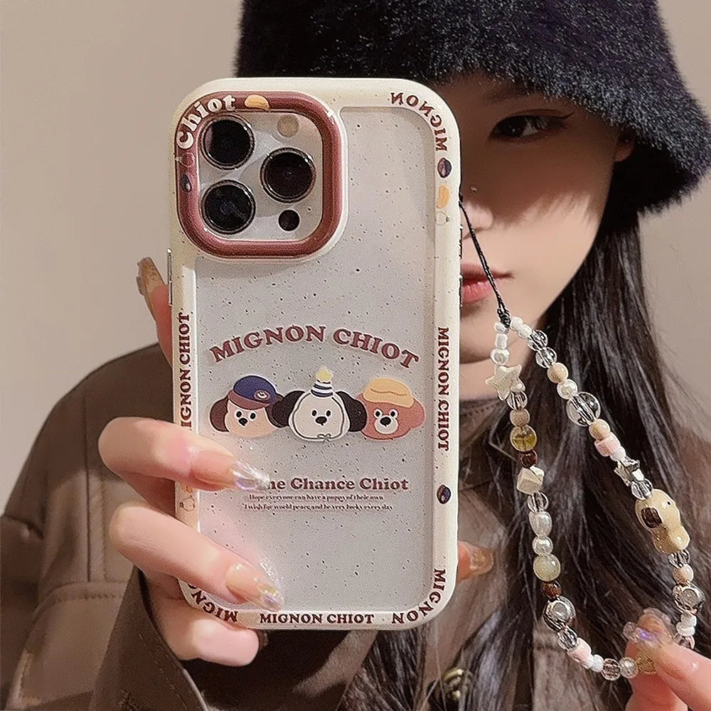 

Transparent Animals String Beading Phone Case For iPhone 15 14Pro 11 12 13 13Pro X XR XS Max Shockproof Acrylic TPU Cover Fundas