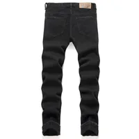 Jean déchiré noir rétro pour hommes, pantalon à jambes droites, Patch pentagramme, décontracté, automne et hiver 2