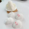 2024 Squishy Kawaii Handmade Silicone Mini White Rabbit Flocked Snow Powder Bunny Soft Pendant Girl Cute Birthday Gift Kids Toys 2
