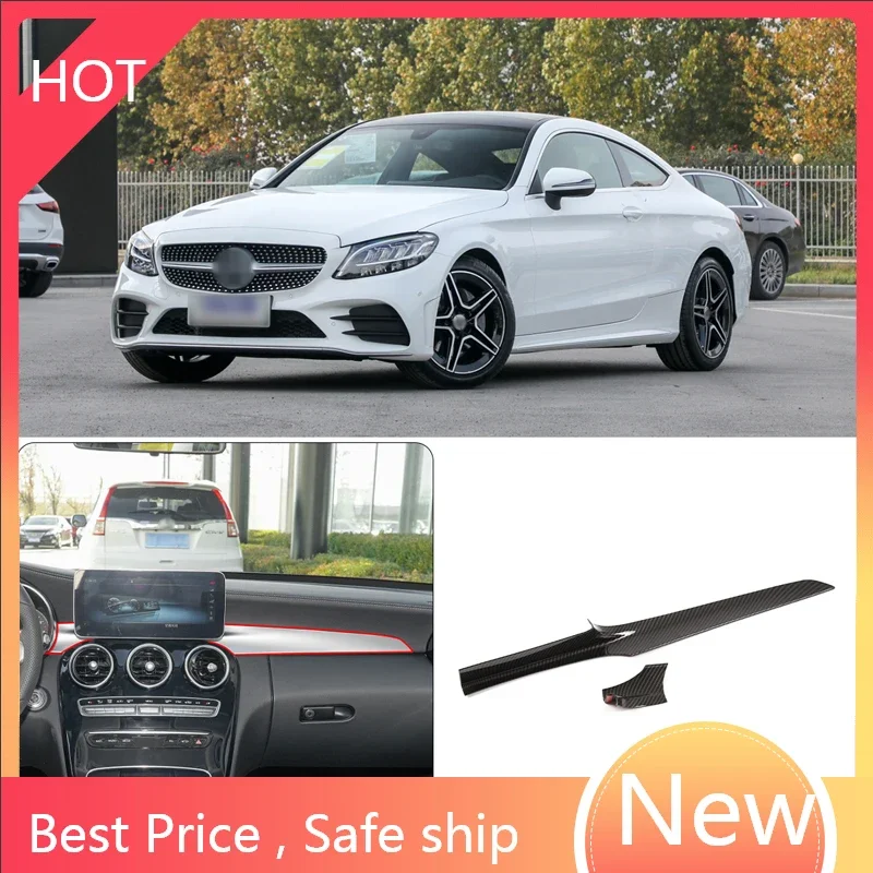 

For Mercedes-Benz C-Class W205 GLC X253 2016-2021 ABS Carbon Fiber Central Control Dashboard Trim Strip Stickers Car Accessories