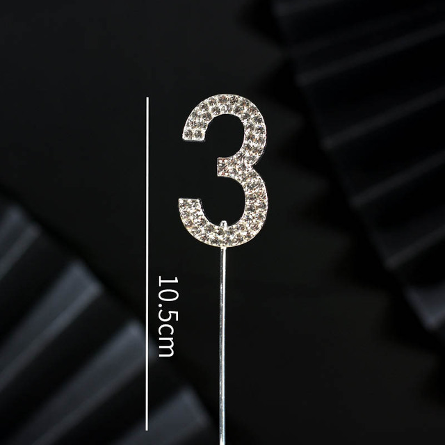 Digital Card Birthday Decoration Wedding Dessert Decor Gold/Silver for Baby Shower Cake Top Flag Glitter Alloy