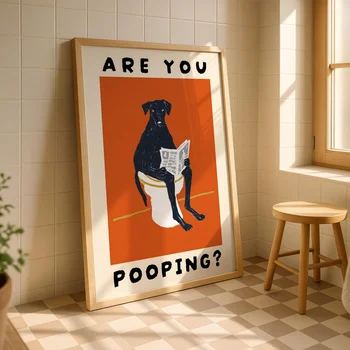 Stampa con cani che facciano il bisetto – Divertente decorazione da parete per il bagno, poster per il bagno con cani, decorazione umoristica per il WC per gli amanti dei cani, divertente decorazione per il bagno degli animali domestici