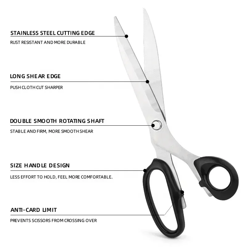 10-Inch Black Stainless Steel Tailoring Scissors 6