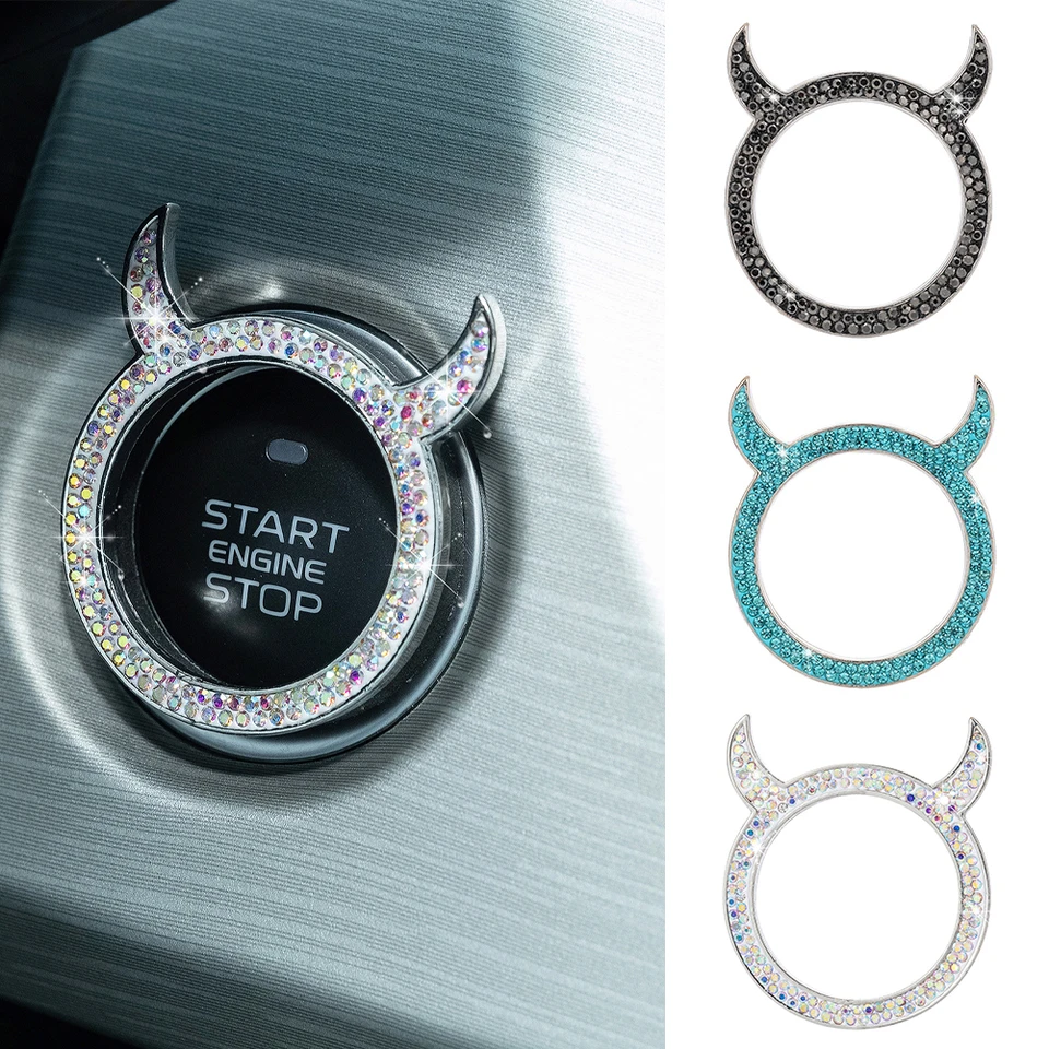 Cubierta Decorativa Para Botón De Arranque/parada – Diseño De Leopardo Con Diamantes De Imitación, Aleación De Zinc, Fácil De Pegar, Universal Para La Mayoría De Coches