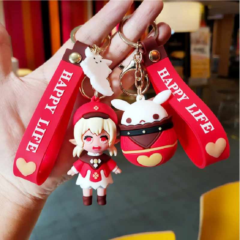 

Action Figures Keychain Genshin Impact Venti Paimon Player Diluc Klee Man KeyChains for Women Accessories Cute Bag Pendant Gift