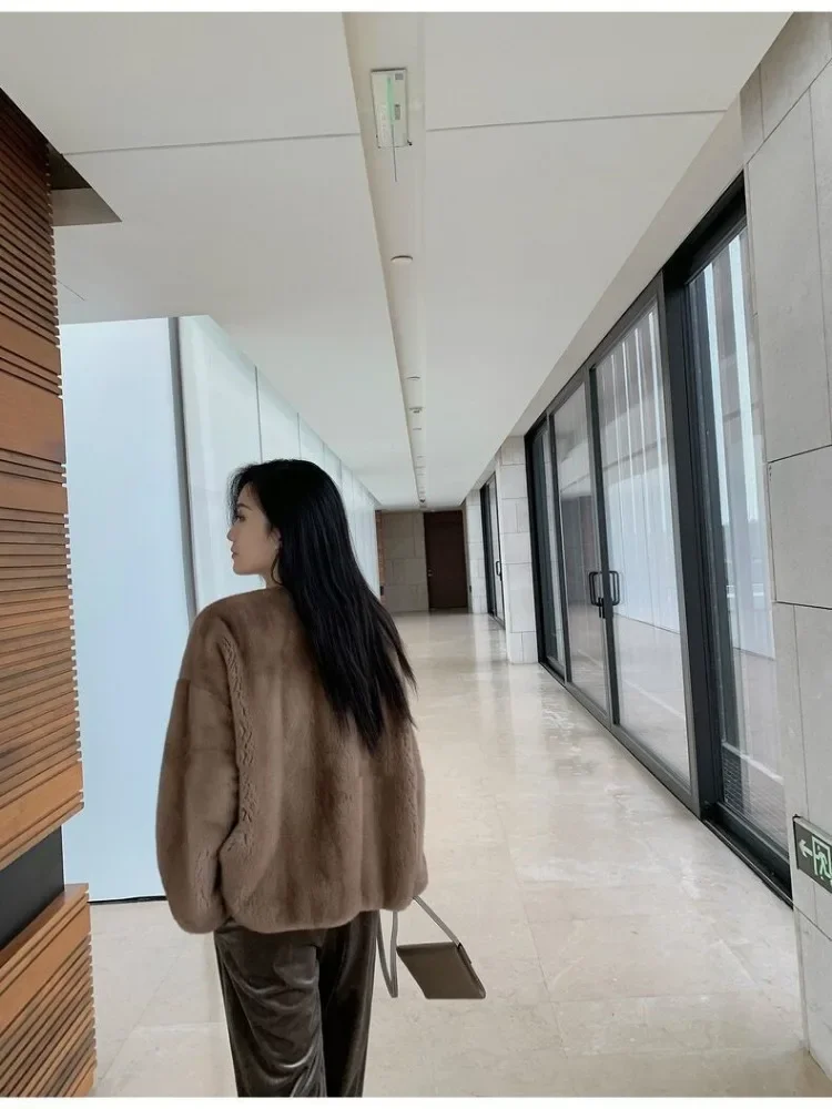 Winter Coat for Women Winter European Mink Imitation Mink Fur Coat for Women Round Neck Coat with Composite Fur Woman Clothing